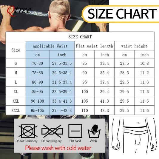 Qtree Men Waist Trainer Weight Loss Belt Slimming Body Shaper Workout Fat Burning Corset Sauna Sweat Wrap Fitness Trimmer Strap