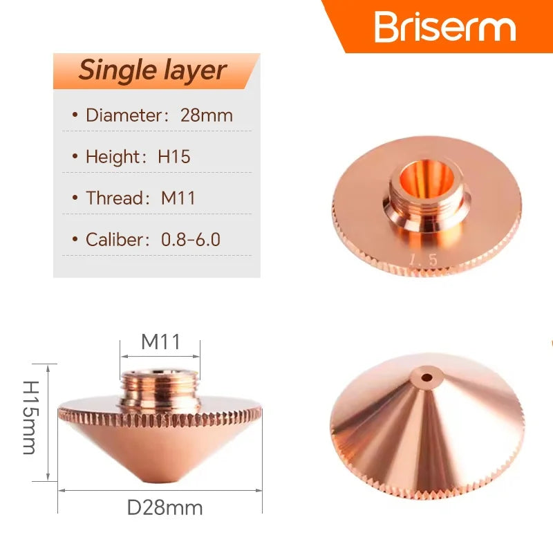 Fiber Laser Nozzle D28 D32 H15 M11 M14 Caliber 0.8-6.0 Laser Cutting Nozzle for Raytools Precitec Boci Laser Cutting Machine