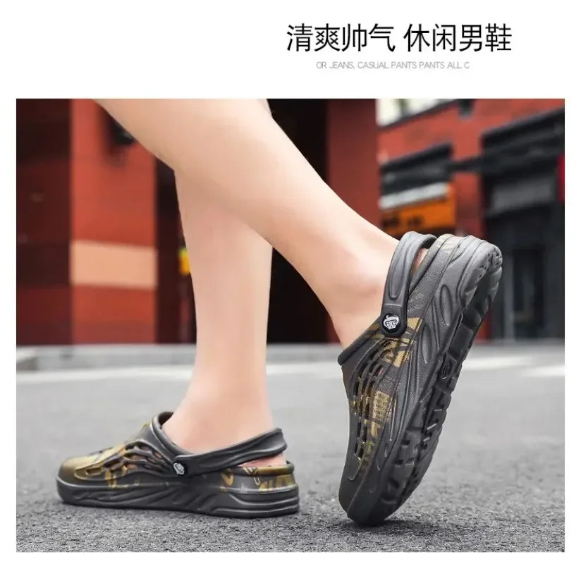 Plus Size 49 Men Non-slip Sandals Clogs Men and Women Home Beach Slippers Breathable Lightweight Men Outdoor House Slides