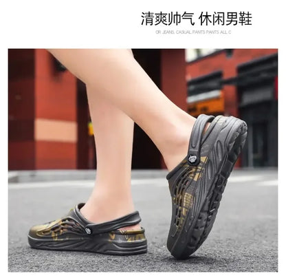 Plus Size 49 Men Non-slip Sandals Clogs Men and Women Home Beach Slippers Breathable Lightweight Men Outdoor House Slides
