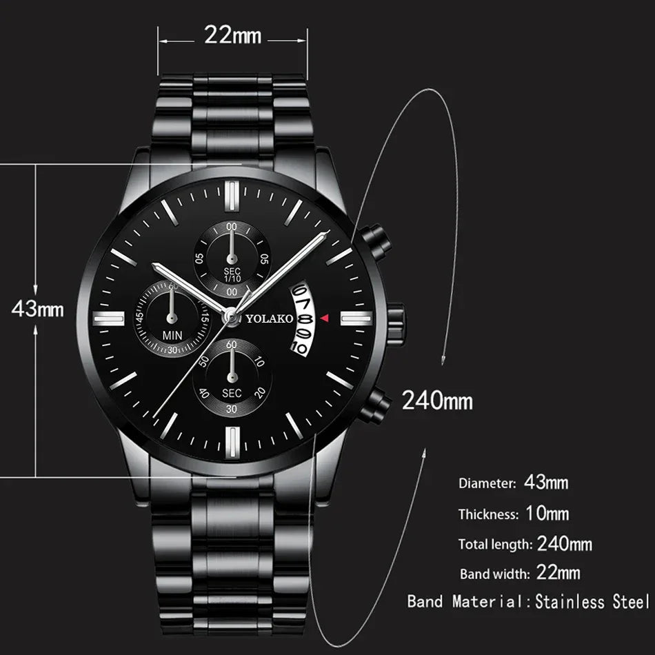 Luxury Men Stainless Steel Watch Calendar Quartz Wristwatch Business Watches Man Clock Relogio Masculino