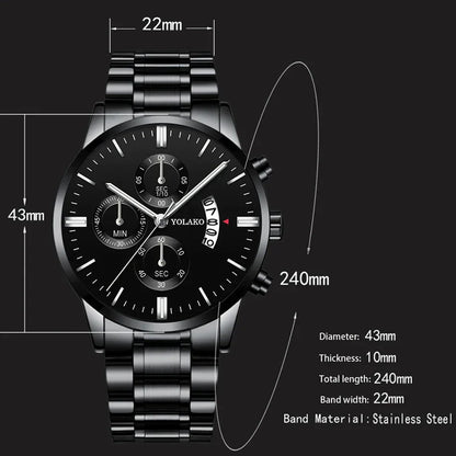 Luxury Men Stainless Steel Watch Calendar Quartz Wristwatch Business Watches Man Clock Relogio Masculino
