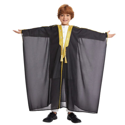 Muslim Saudi Arabian Boy Abaya Children Praying Islamic Clothing Kimono Middle Eastern Teen Dress Dubai New Fashion Classic