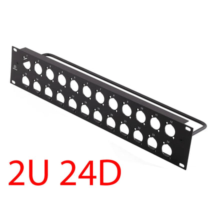 1U 2U Rack Patch Panel 8 12 16 24 Way Channel Flight Case Mount for XLR Connecctor Male Female SpeakOn Cabinet Mounting Panel
