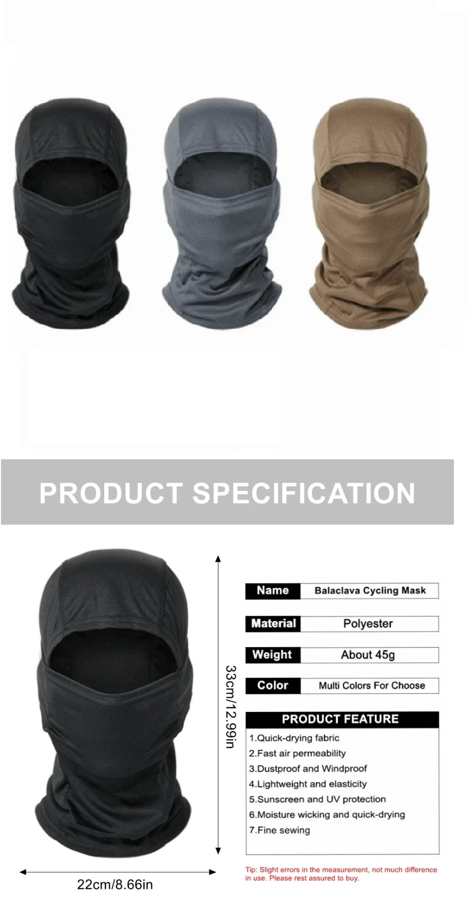 1PC Ski Mask Balaclava Cycling Windproof Full Face Mask Outdoor Hunting Hiking Army Head Warm Shield Skiing Scarf