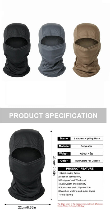 1PC Ski Mask Balaclava Cycling Windproof Full Face Mask Outdoor Hunting Hiking Army Head Warm Shield Skiing Scarf