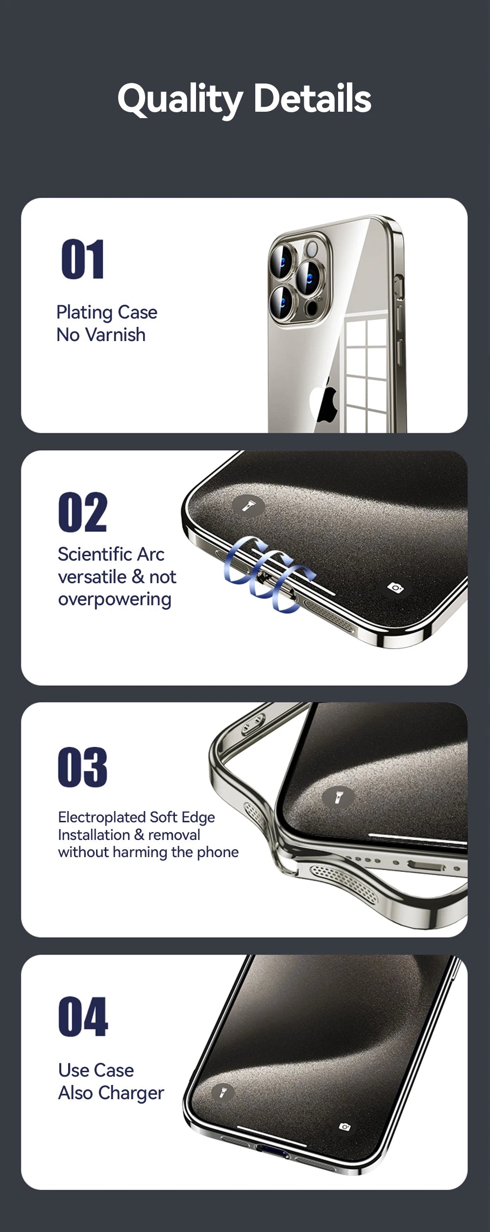 Joyroom Transparent Phone Case For iPhone 16 Pro Max Anti-Drop Phone Cover For iPhone 15 Pro Max Shockproof With Len Protection