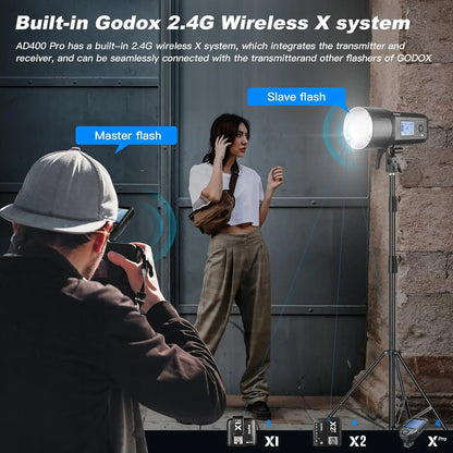 Godox AD400Pro 400Ws GN72 TTL 1/8000s HSS 2.4G X System Witstro All-in-One Outdoor Flash for Camera Photography Sony Nikon Canon