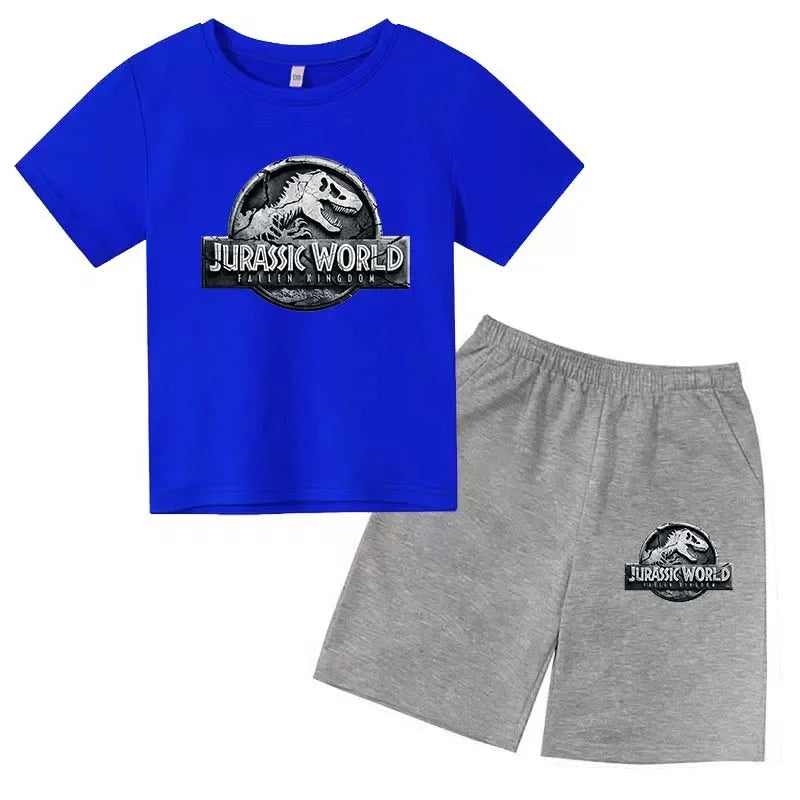 Summer Short Sleeve T Shirt +shorts 2 Piece Set Children Clothes Luxury Brand Print Sport Casual Fashion Boy Girl Kid Tracksuit