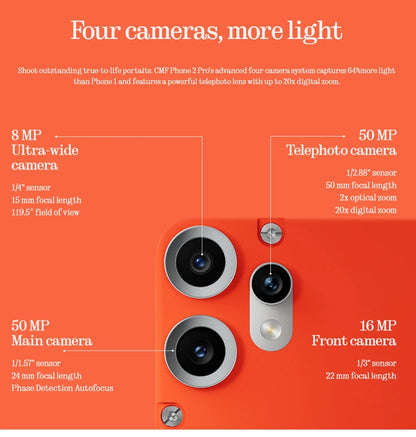 CMF Phone 2 Pro Global Version Smartphone MediaTek Dimensity 7300 Pro 5G 5000 mAh 6.77 AMOLED 120Hz Main Camera 50MP NFC