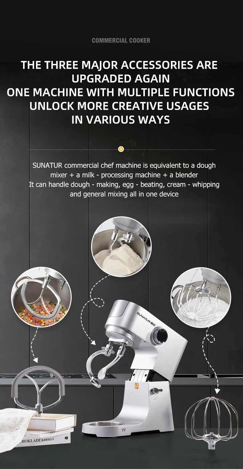 SUNATUR 16L Stand Mixer 2200w electric kitchen blender Commercial Food processor Large capacity Two kneading hooks dough mixer