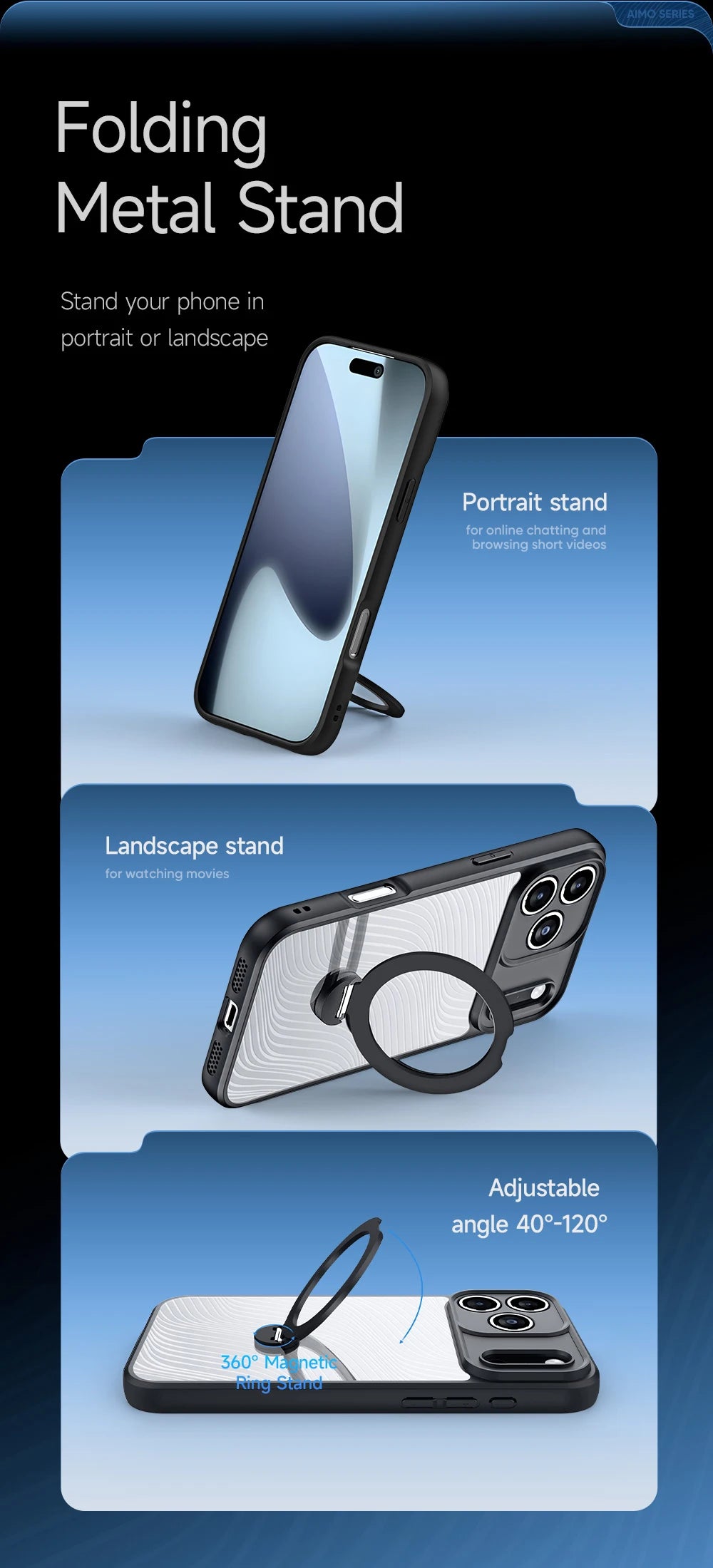 DUX DUCIS Magnetic Phone Case for iPhone 17 Pro Max & iPhone 17 Air Back Stand Cover with Transparent Flowing Lines Design