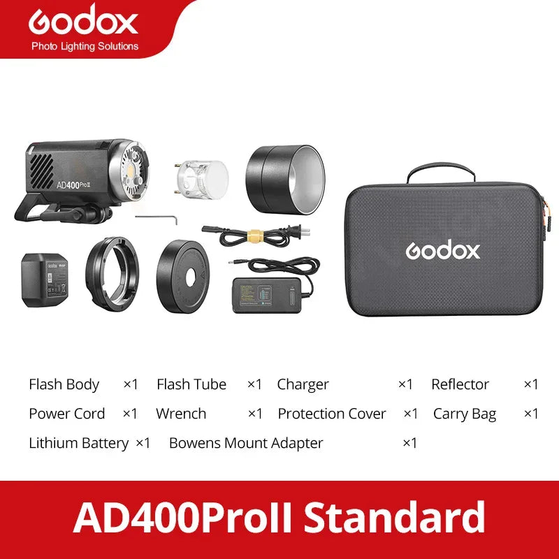 Godox AD II Series Out-door TTL Flash AD100/200/300/400/600PROII For Nikon Canon Sony Fuji Olympus LED Modeling Lamp