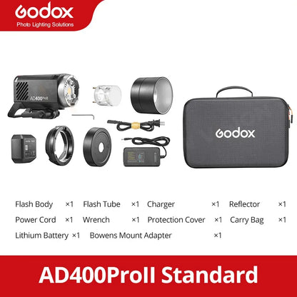 Godox AD II Series Out-door TTL Flash AD100/200/300/400/600PROII For Nikon Canon Sony Fuji Olympus LED Modeling Lamp