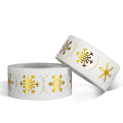 100-500Pcs Gold Snowflake Christmas Stickers Candy Bag Envelopes Sealing Label Christmas Gifts Box Decorations Sticker