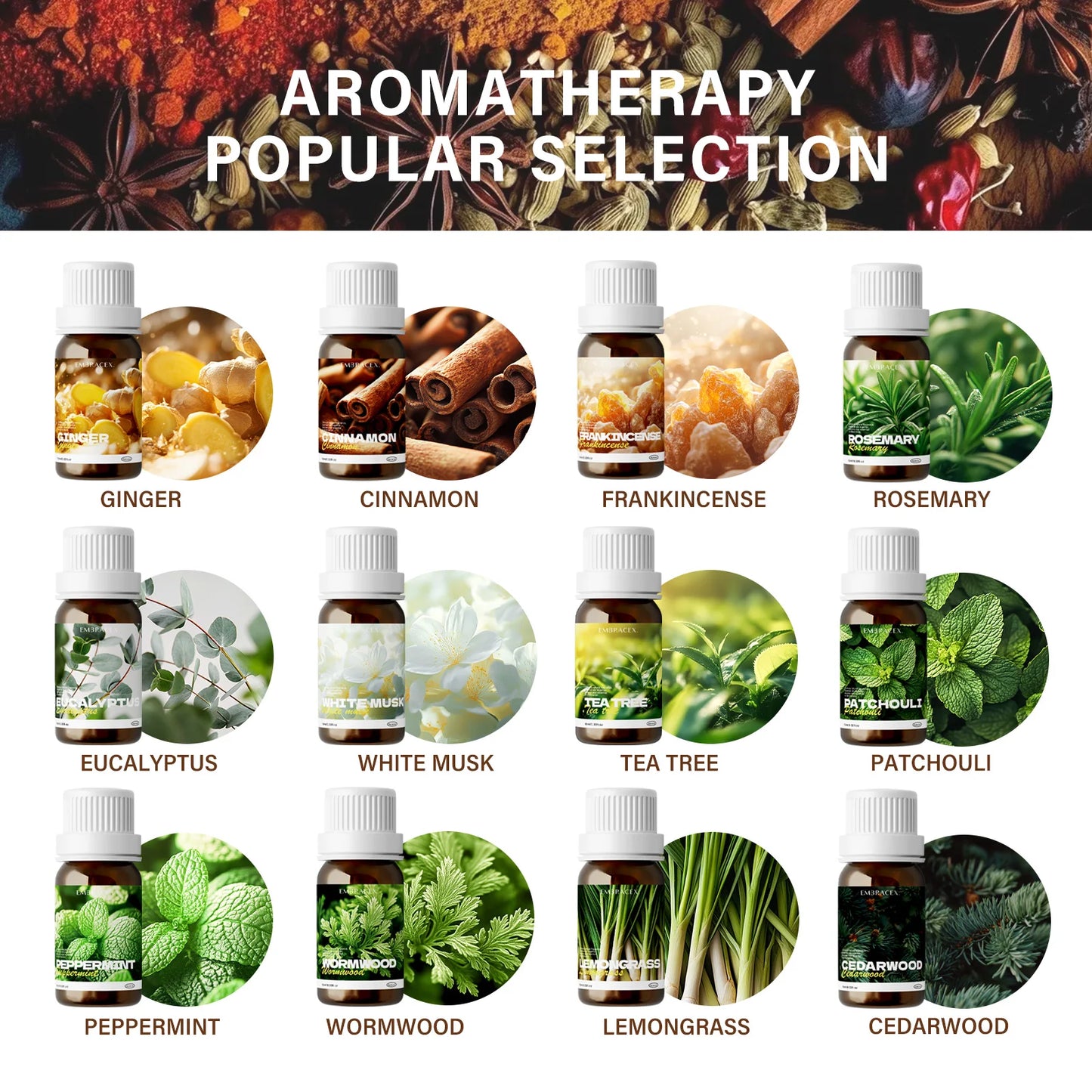 12 Types Natural Plant Essential Oils Premium Grade Essential Oils for Haircare, Nail Care, Moisturizing