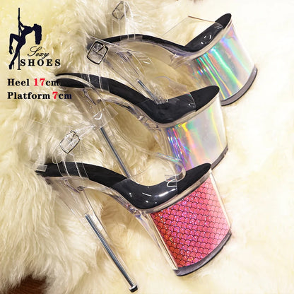 New Pattern Superior Quality Super High Heel Ladies Shoes High Heel Ladies Shoes 17CM/7inches Crystal Thin Heels Sandals Wedding