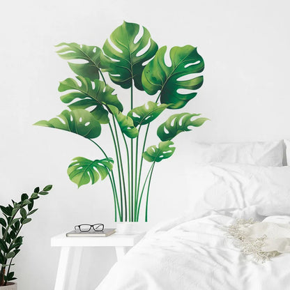 16 Styles Large Tropical Green Plants Wall Stickers Palm Leaves PVC Living Room Art Vinyl Poster Wallpaper Home Decoration Mural