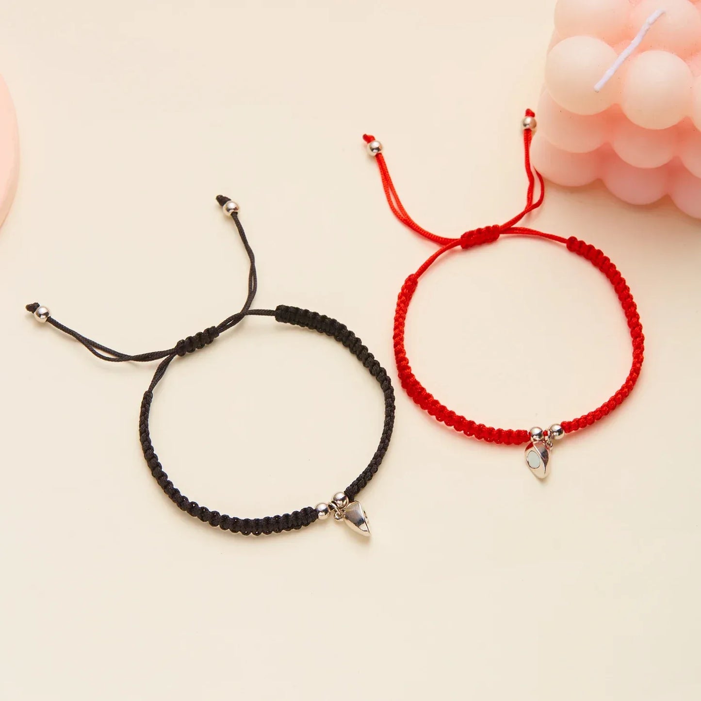 Handmade Heart Magnet Bracelet for Women Men Fashion Adjustable Braided Couple Bracelet Lovers Bestie Friendship Jewelry Sets