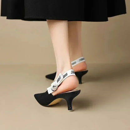High Heels Women Sexy Sandals Mid Heels Slingback Summer Slippers 2025 Fashion Luxury Pumps New Flip Flops Shallow Mujer Slides