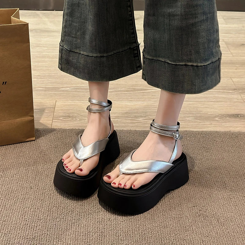 Summer Women Platform Wedges Heel Sandals Fashion Clip Toe Ladies Elegant Party Dress Gladiator Sandalias
