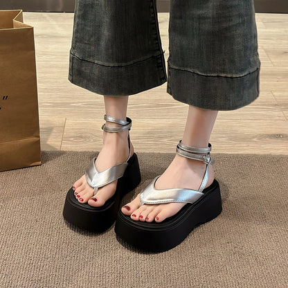 Summer Women Platform Wedges Heel Sandals Fashion Clip Toe Ladies Elegant Party Dress Gladiator Sandalias