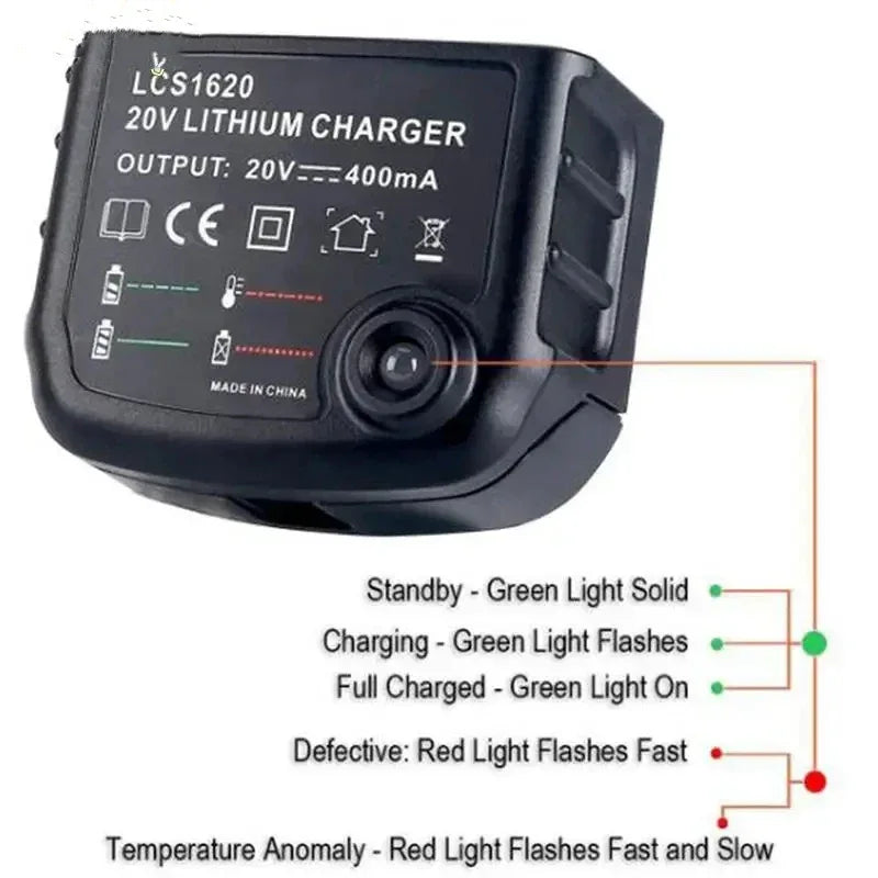 Lithium Battery Charger For Black&Decker 10.8V 14.4V 18V 20V Serise LBXR20 Electric Drill Screwdriver Battery Charging Tool