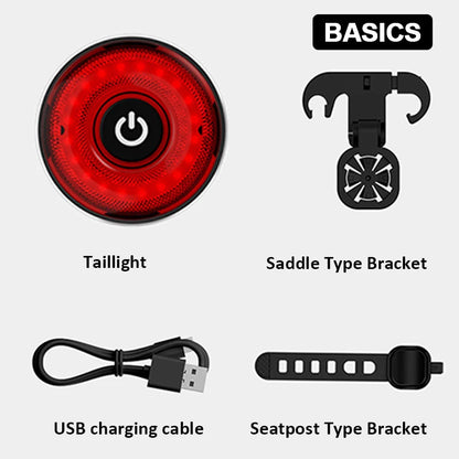 BUCKLOS Bike Rear Light Aluminum Alloy Basic/Sensing Bicycle Taillight Type-C Rechargeable MTB Road Cycling Lamp IPX5 Waterproof