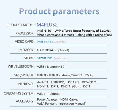 SOYO M4 PLUS2 Mini PC Intel Alder Lake N150 Windows 11 Pro Mini PC 16GB DDR4  512GB PCIe M.2 SSD WiFi 5 BT4.2 Desktop Computer