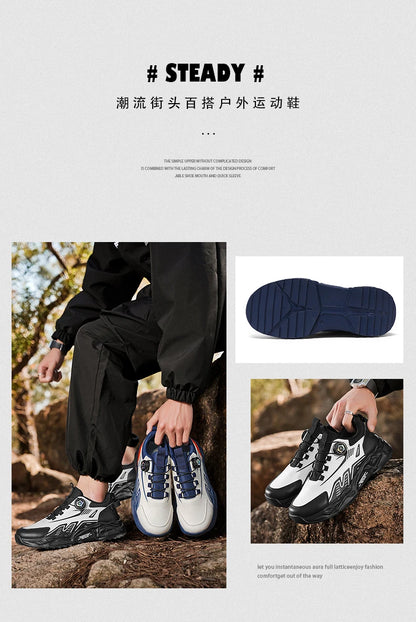 Men's casual sports shoes four season new rotating shoelaces comfort outdoor running walking shoes breathable soft-sole sneakers