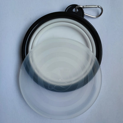 Pet Collapsible Black Frame Bowl Keychain Portable Travel Food Water Dish Dog Cat BPA Free Silicone Lightweight Pet Feeding Bowl
