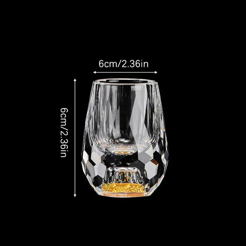 Luxury Crystal Glass Vodka Glass Sake Shochu Glass Bar Liqueur Double Bottom Gold Foil Glass Tea Cup High-end Gifts Hard Liquor