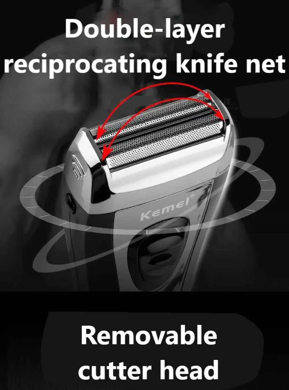 KM-9038 Powerful Rechargeable Shaver for Men Foil Electric Shaver Beard Head Shaving Electric Razor Facial USB with Extra Mesh