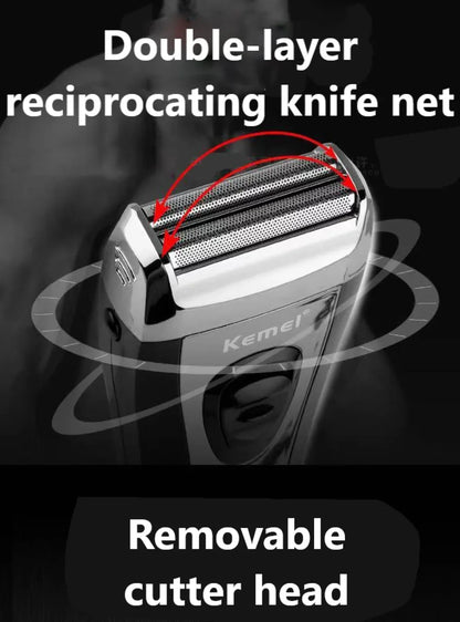 KM-9038 Powerful Rechargeable Shaver for Men Foil Electric Shaver Beard Head Shaving Electric Razor Facial USB with Extra Mesh