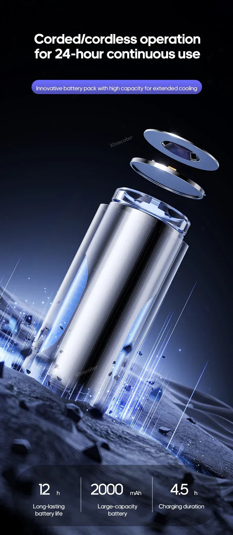 Portable Household Quiet Tower Fan 3 Speeds Wall Mounted Air Conditioning Fan 2000mAh Non-drilling Circulating Fan Room Kitchen