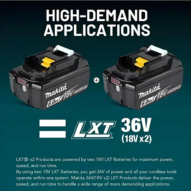 Original Makita 6Ah for Makita 18V Battery BL1830B BL1850B BL1850 BL1840 BL1860 BL1815 Replacement Lithium Battery