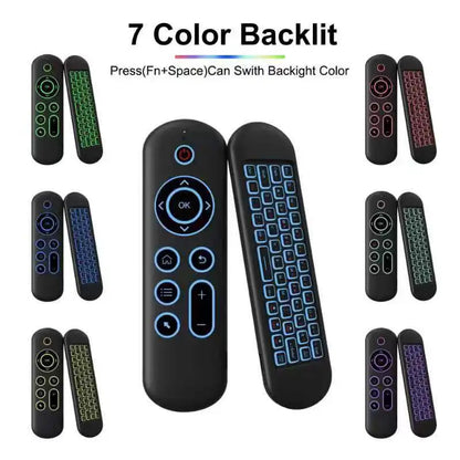 2.4GHz Wireless M5 Air Mouse BT 5.2 Mini Keyboard Backlit Remote Control IR Learning Remote Control for PC Android TV Box