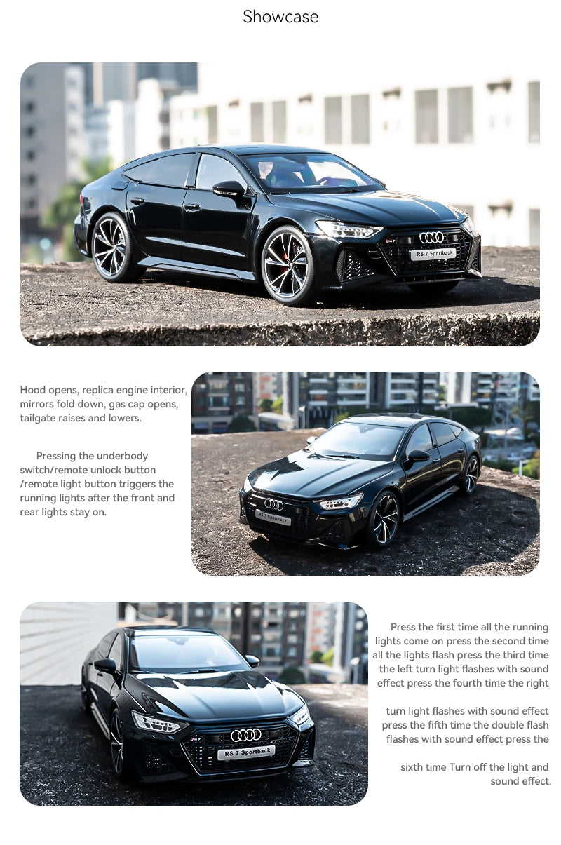 Simulation 1:18 AUDI RS7 Sportback Alloy Car Model Children Toy Vehicle Collectibles Miniature Voiture Home Decor Birthday Gift