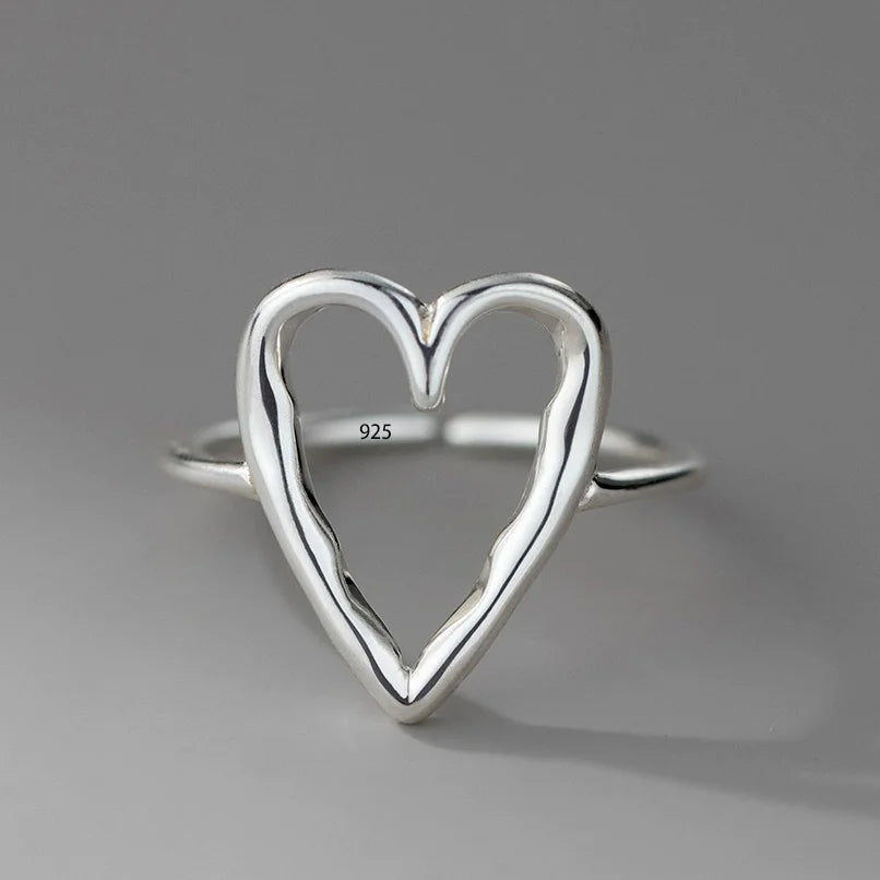 VENTFILLE 925 Sterling Silve Love Heart  Ring for Women Girl Gift Line Pearl Korean Sweet  Jewelry Birthday Gift Dropshipping