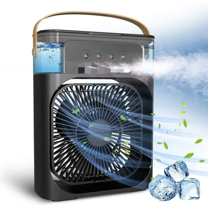 Portable Mini Air Cooler Humidifier Fan 3 Speed Mist Spray 7 Color LED 1/2/3 Hour Timer USB Desk Fan for Home Office Travel