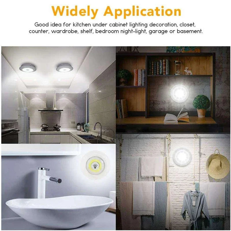 3W Super Bright Cob Under Cabinet Light LED Wireless Remote Control Dimmable Wardrobe Night Lamp Home Bedroom Closet Kitchen