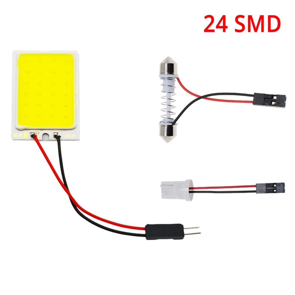 T10 C5W Car Led Cob 16/24/36/48SMD White Parking Bulb Auto Interior Reading Panel Lamp Super Bright Festoon License Plate Lights