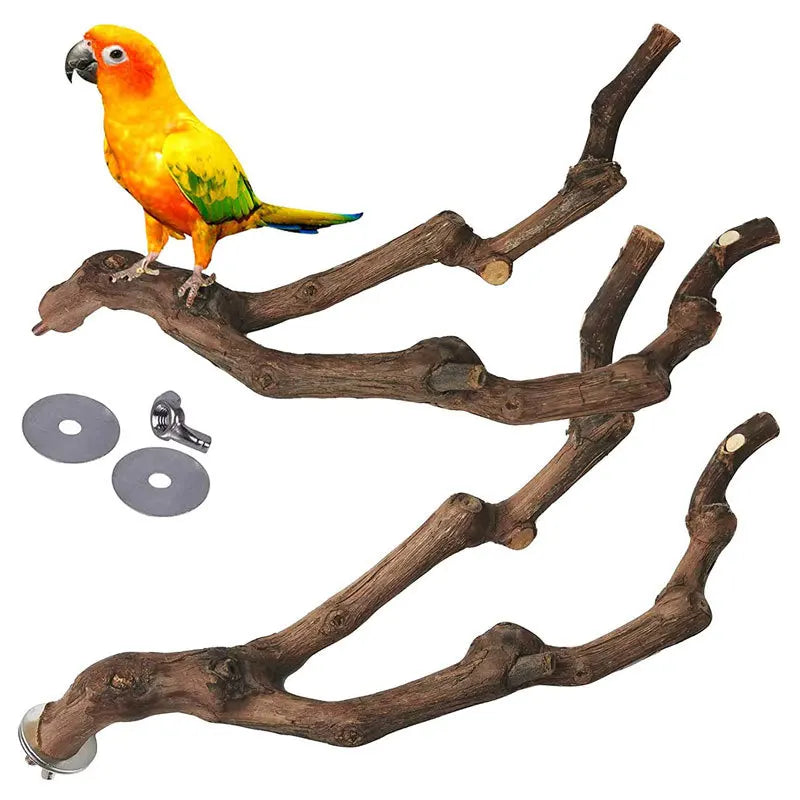 1Pc Pet Standing Stick Wild Grape Wood Pole Parrot Cockatiel Parakeet Station Board Bite Claw Grinding Toy Bird Cage Accessories