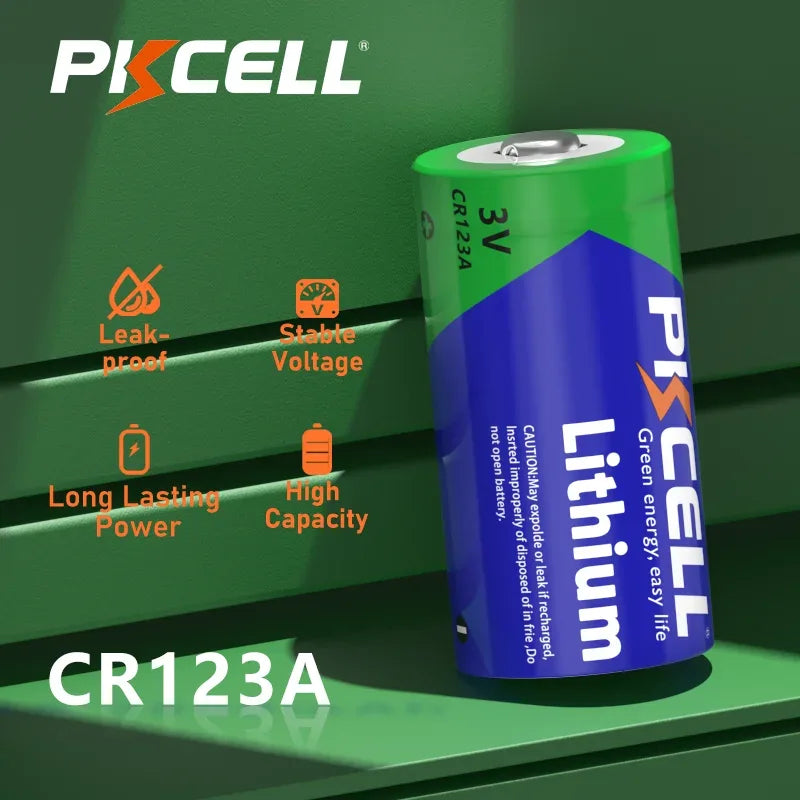 48PC PKCELL CR123A 3V Battery CR17345 Lithium Non-rechargable Batteries V123 KL123LA CR123R DL123A 3 Volt Lithium Pile Battery