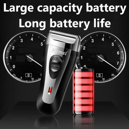 KM-9038 Powerful Rechargeable Shaver for Men Foil Electric Shaver Beard Head Shaving Electric Razor Facial USB with Extra Mesh