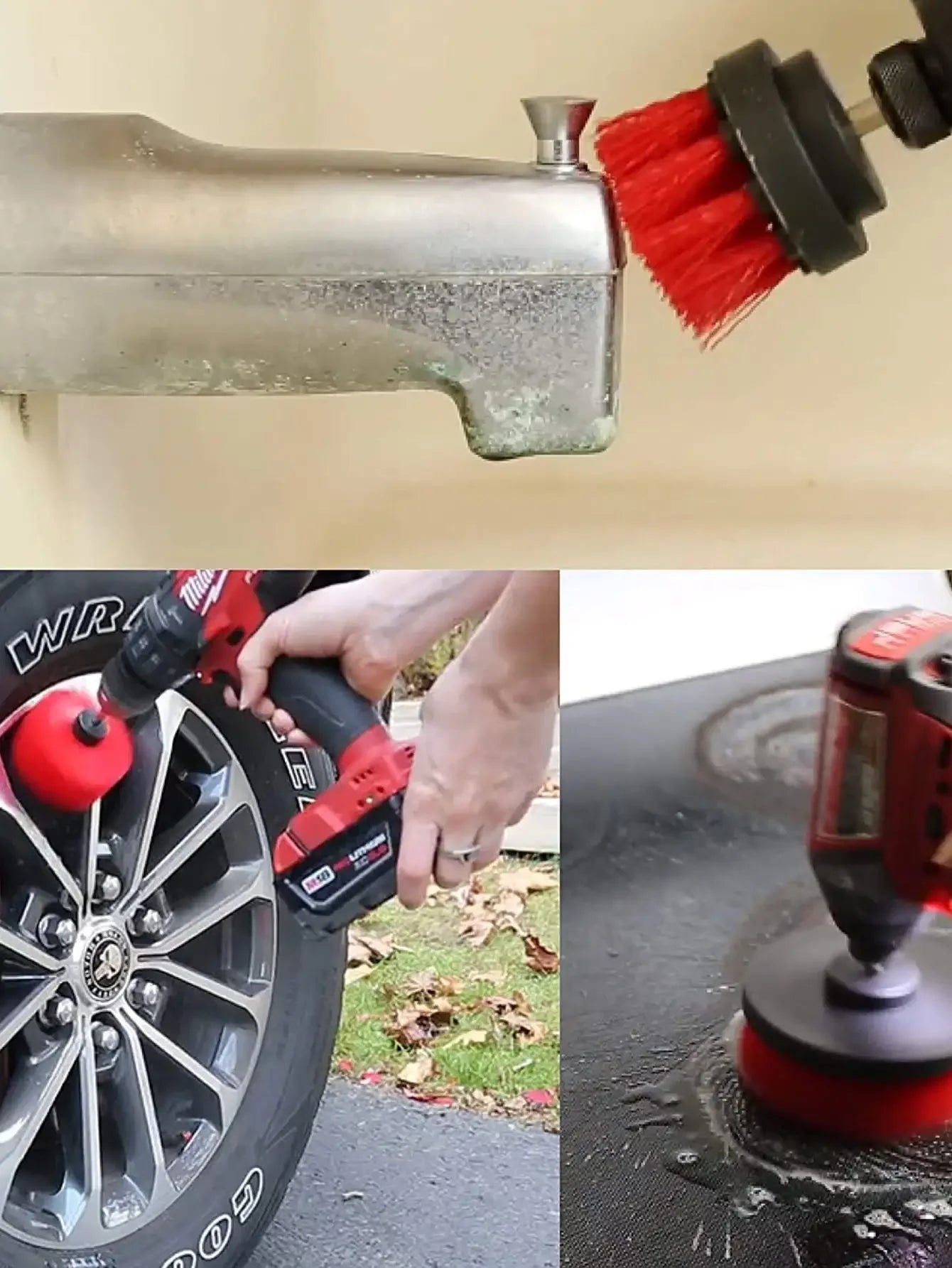3Pcs/Set Electric Scrubber Brush Drill Brush Kit Plastic Round Cleaning Brush For Carpet Glass Car Tires Nylon Brushes