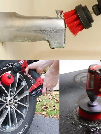 3Pcs/Set Electric Scrubber Brush Drill Brush Kit Plastic Round Cleaning Brush For Carpet Glass Car Tires Nylon Brushes
