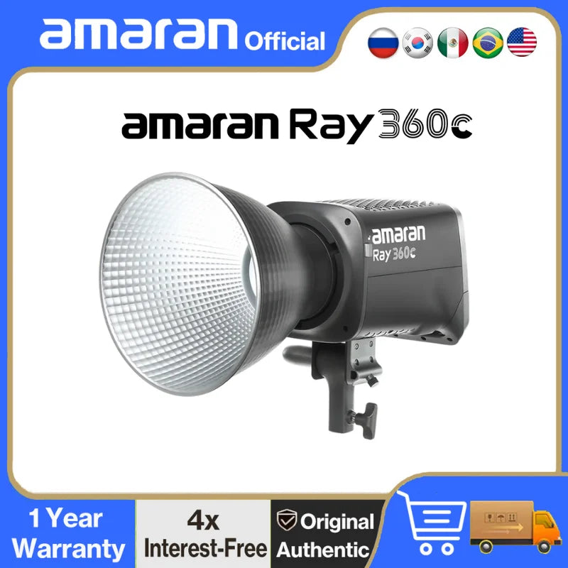 【NEW】amaran Ray 360c 2,300K - 10,000K 360W Full-color Bowens Mount COB Light Video Recording by Aputure
