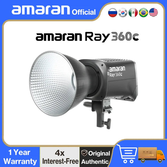 【NEW】amaran Ray 360c 2,300K - 10,000K 360W Full-color Bowens Mount COB Light Video Recording by Aputure