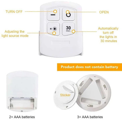 3W Super Bright Cob Under Cabinet Light LED Wireless Remote Control Dimmable Wardrobe Night Lamp Home Bedroom Closet Kitchen